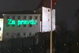 WATCH: Green Party Responds to Zeman Candidacy with Light Show