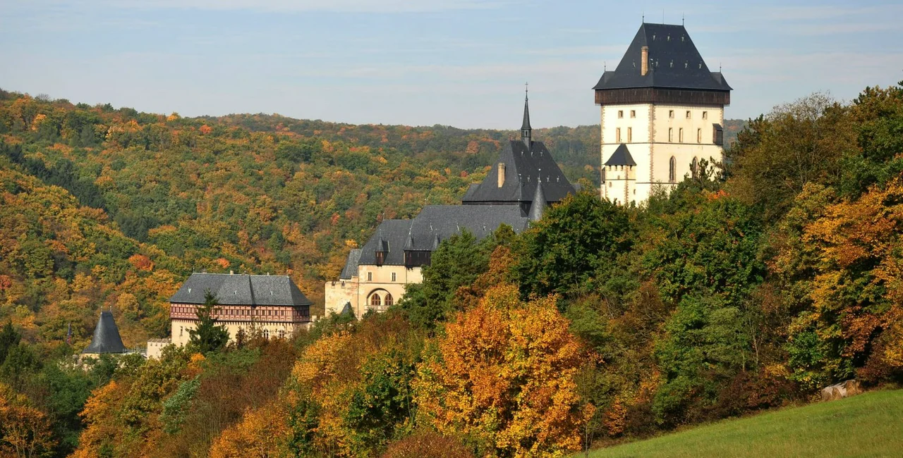 Karlstejn castle in autumn colors