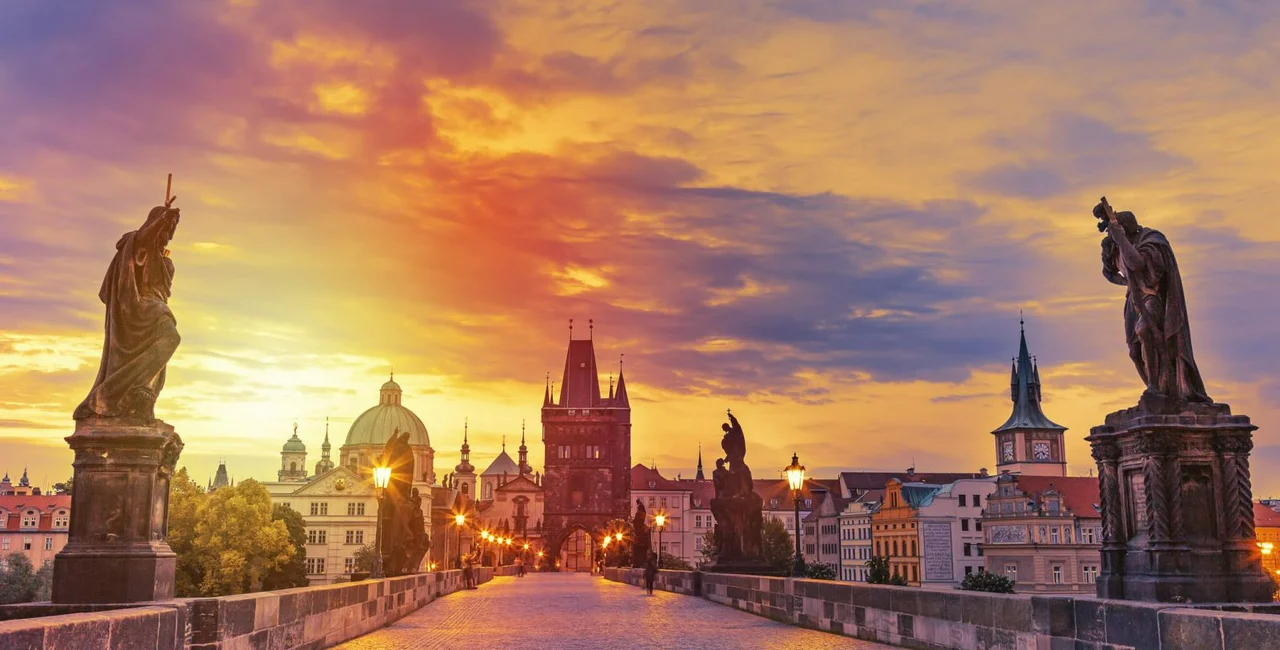 Prague's Charles Bridge at sunrise