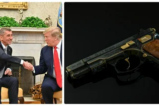 Czech PM Andrej Babiš gifts Donald Trump an engraved Czech handgun