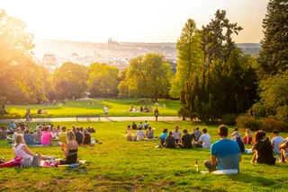 A view of the sunset from Prague's Riegrovy sady