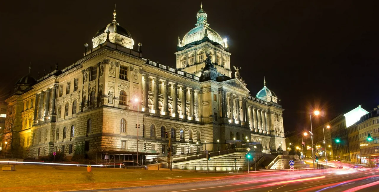 Czech National Museum in Prague at night