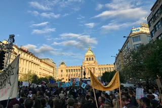 May 21, 2019: an estimated 50,000 protesters fill Prague's Wenceslas Square (via Wikimedia / Martin2035)