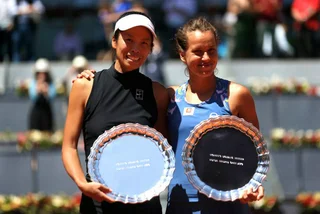 Barbora Strýcová and Hsieh Su-wei at the Italian Open in May via Facebook / Barbora Strýcová