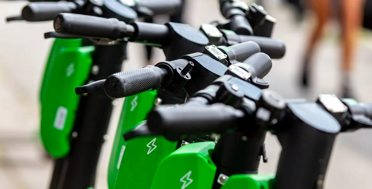 Row of Lime e-scooters; illustrative photo.