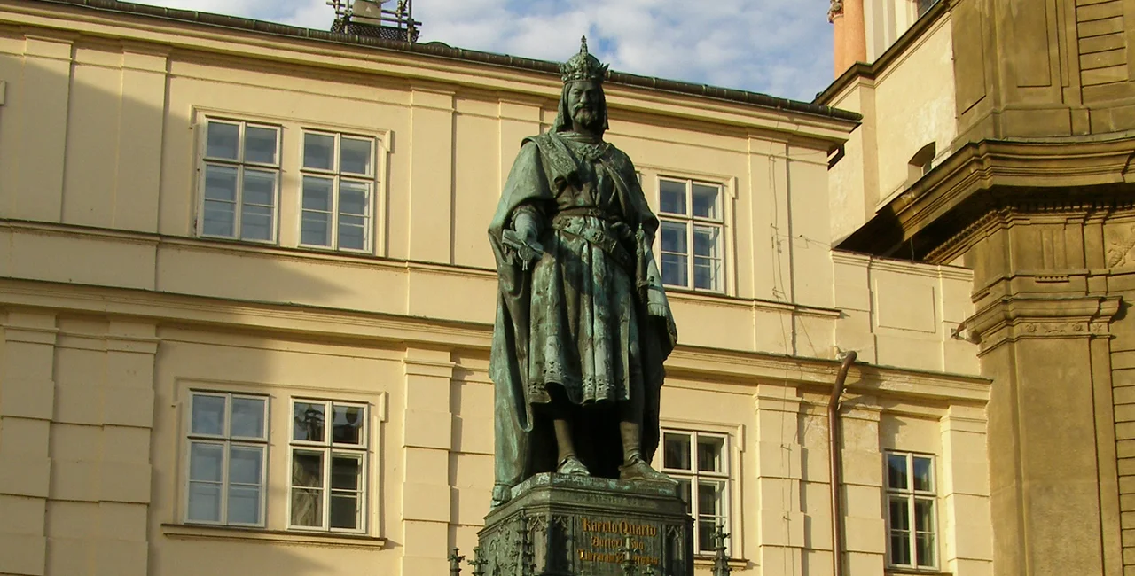 Statue of Charles IV next to Prague's Charles Bridge via Wikimedia / Michal Kmínek