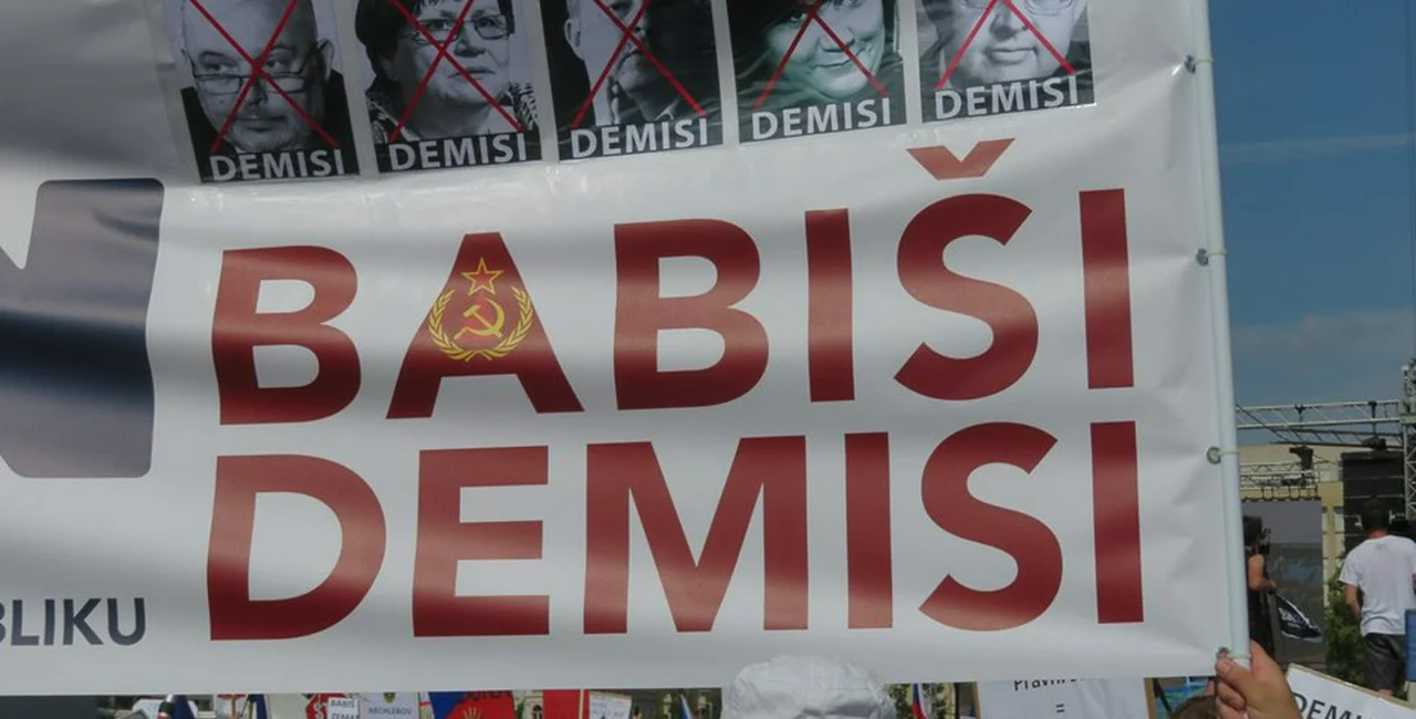 Protesters call for the demise of the demise of the Babiš government in June, 2019. via Raymond Johnston