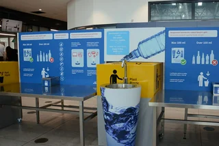 Prague airport's new anti-plastic campaign encourages travelers to fill up for free