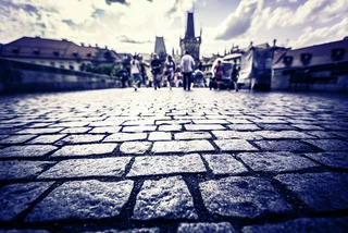 Cobblestones on Prague's Charles Bridge