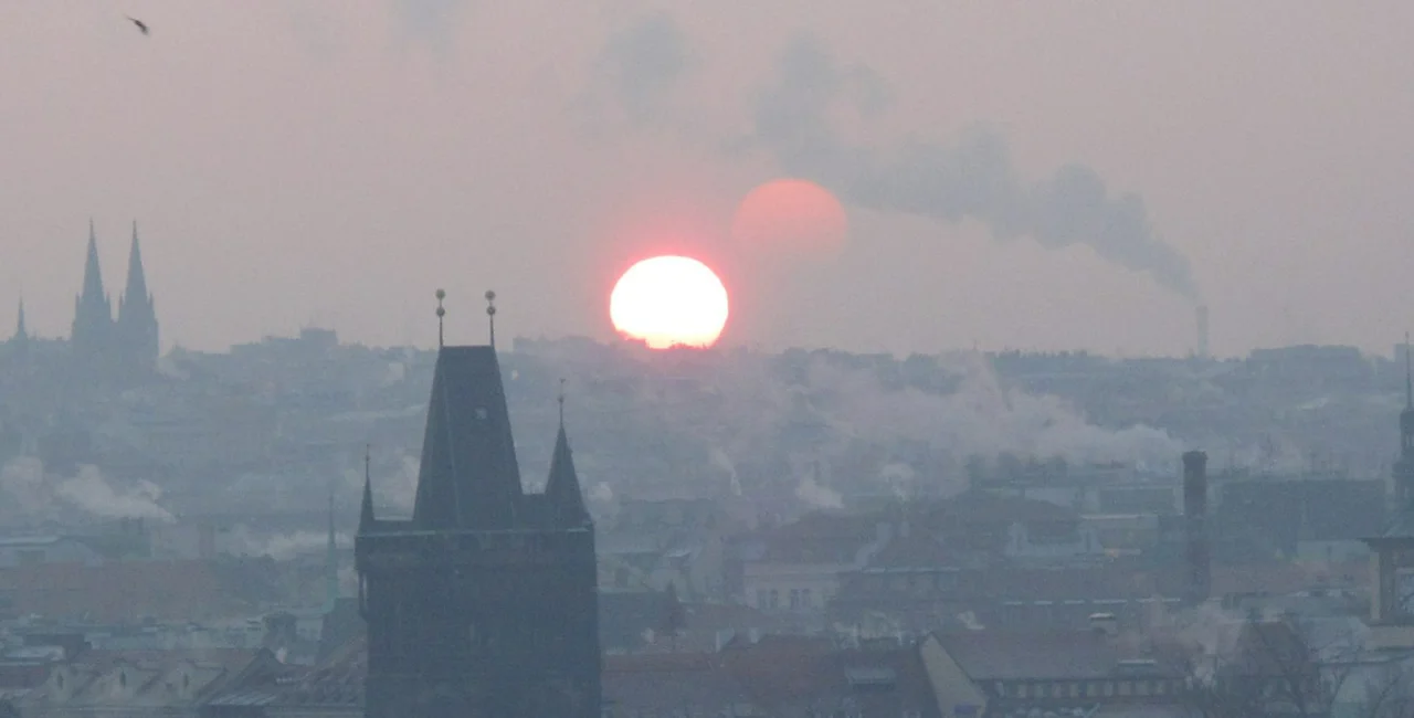 Winter sunset in Prague, Czech Republic 