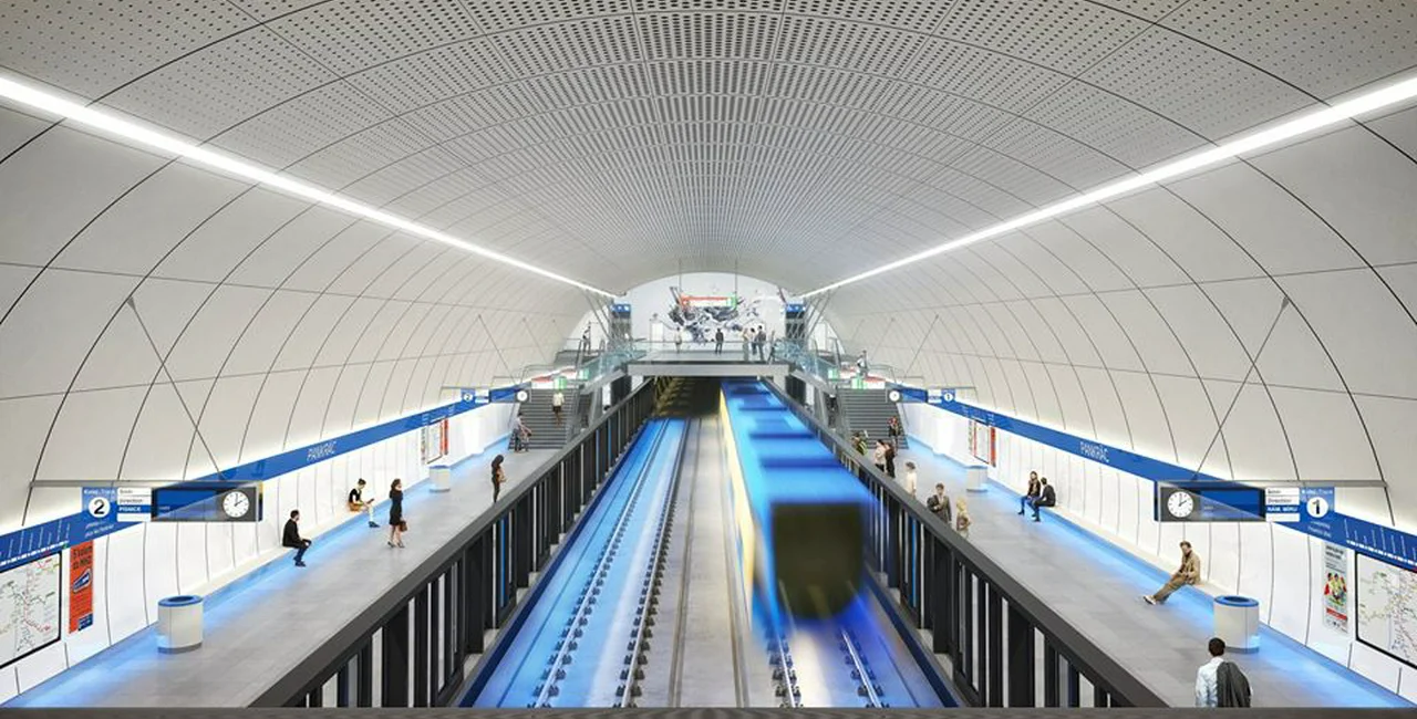 Visualization of the interior of the  Pankrác station. via  Metroprojekt Praha