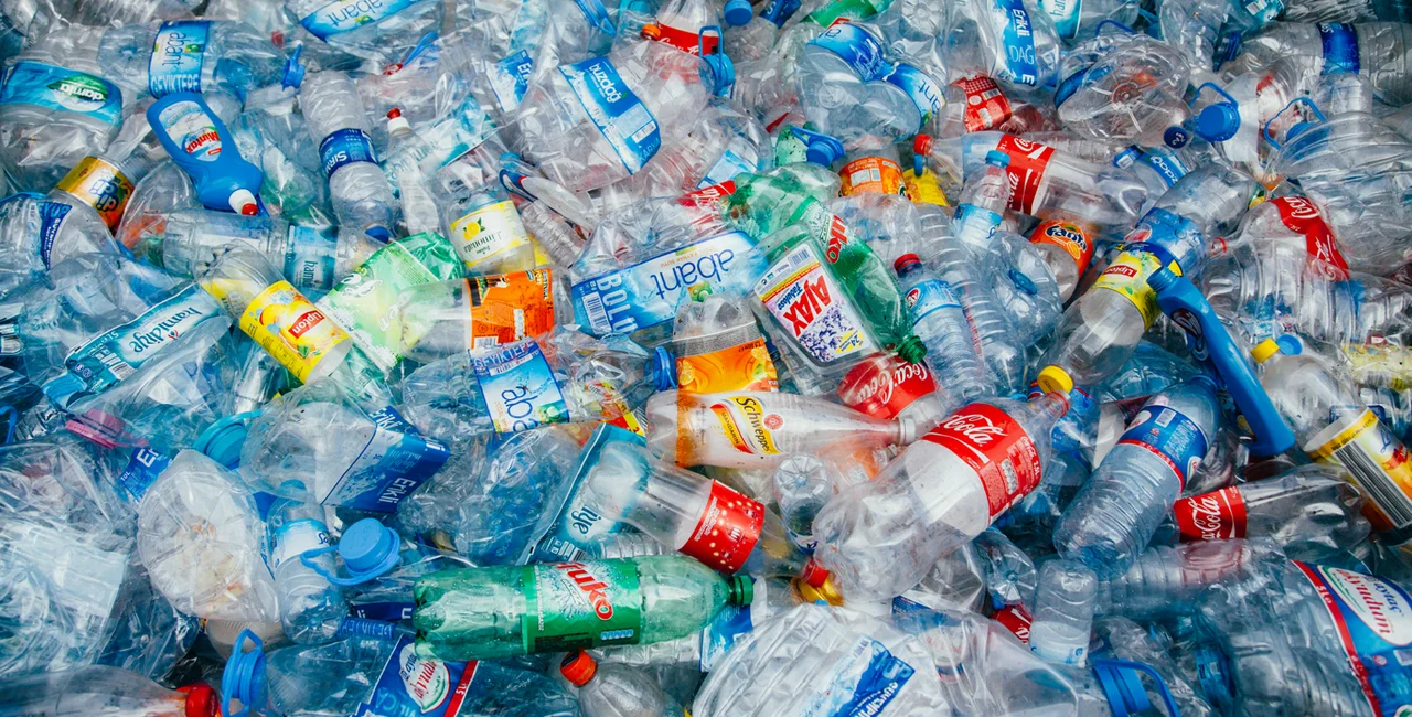 Plastic bottles in a recycling plant (illustrative image)
