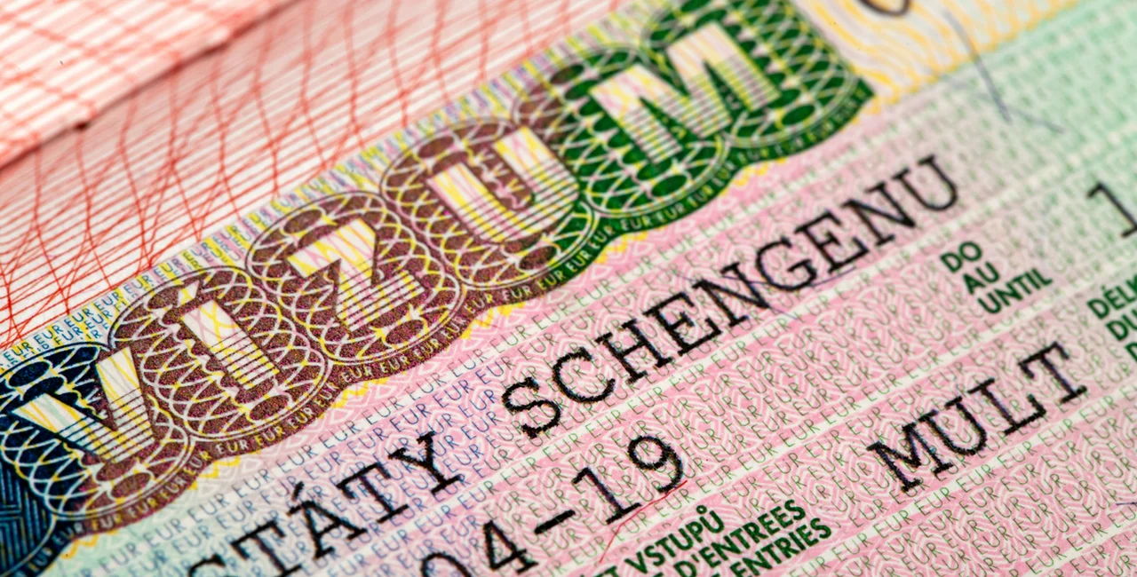 Close-up of a Czech Schengen visa for travel throughout Europe