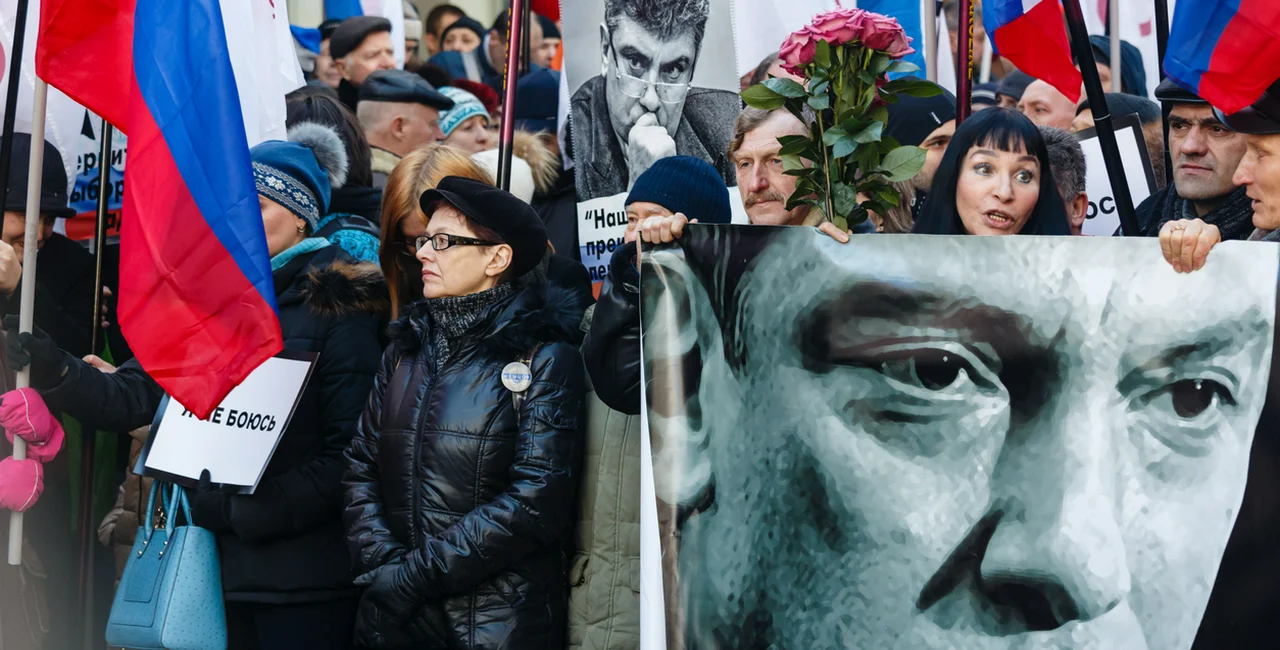 Moscow, Russia - February 27, 2016: Procession in memory of the murdered politician Boris Nemtsov