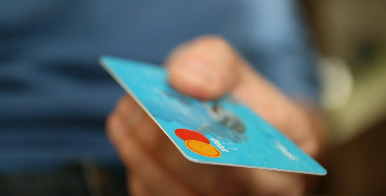 Close-up detail of bank card