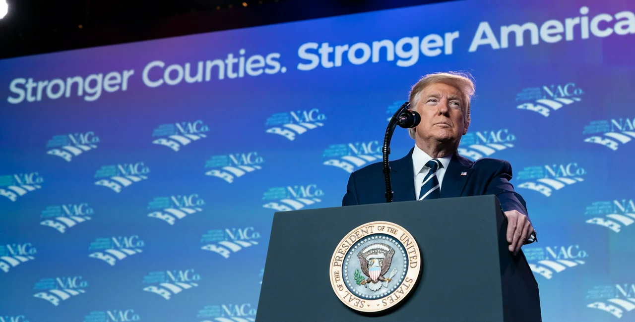 President Donald J. Trump delivers remarks at the National Association of Counties Legislative Conference Tuesday, March 3, 2020 via The White House from Washington, DC