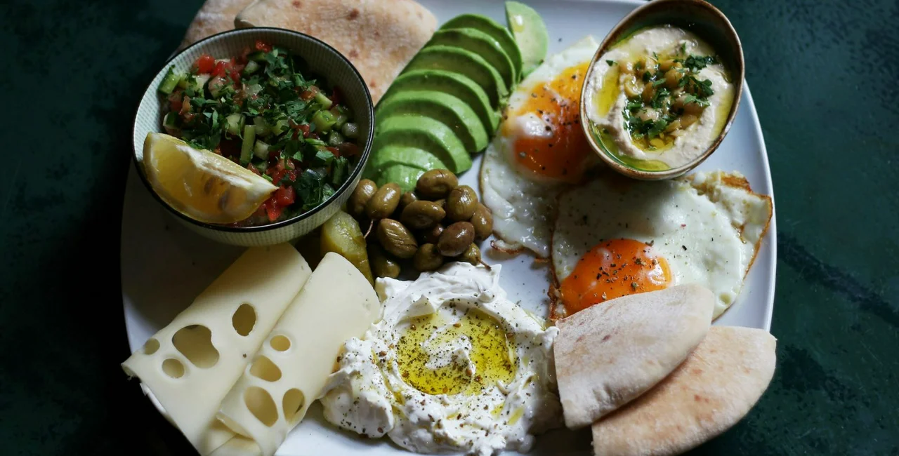 Traditional Mediterranean breakfast at The Hummus Bar