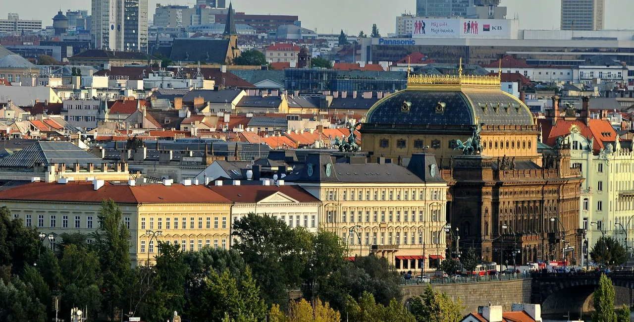 View of Prague with Hollar building of Charles University