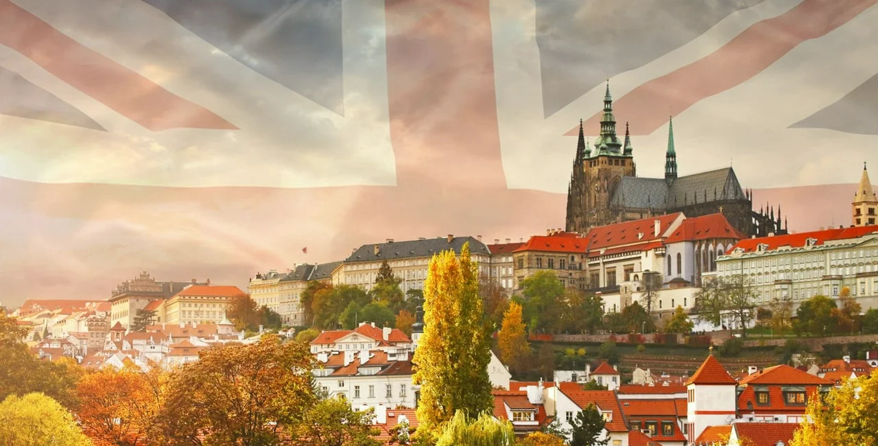 UK flag behind Prague Castle