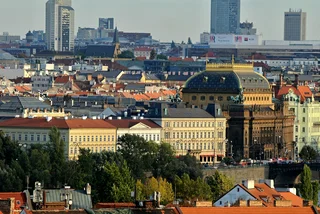 View of Prague with Hollar building of Charles University