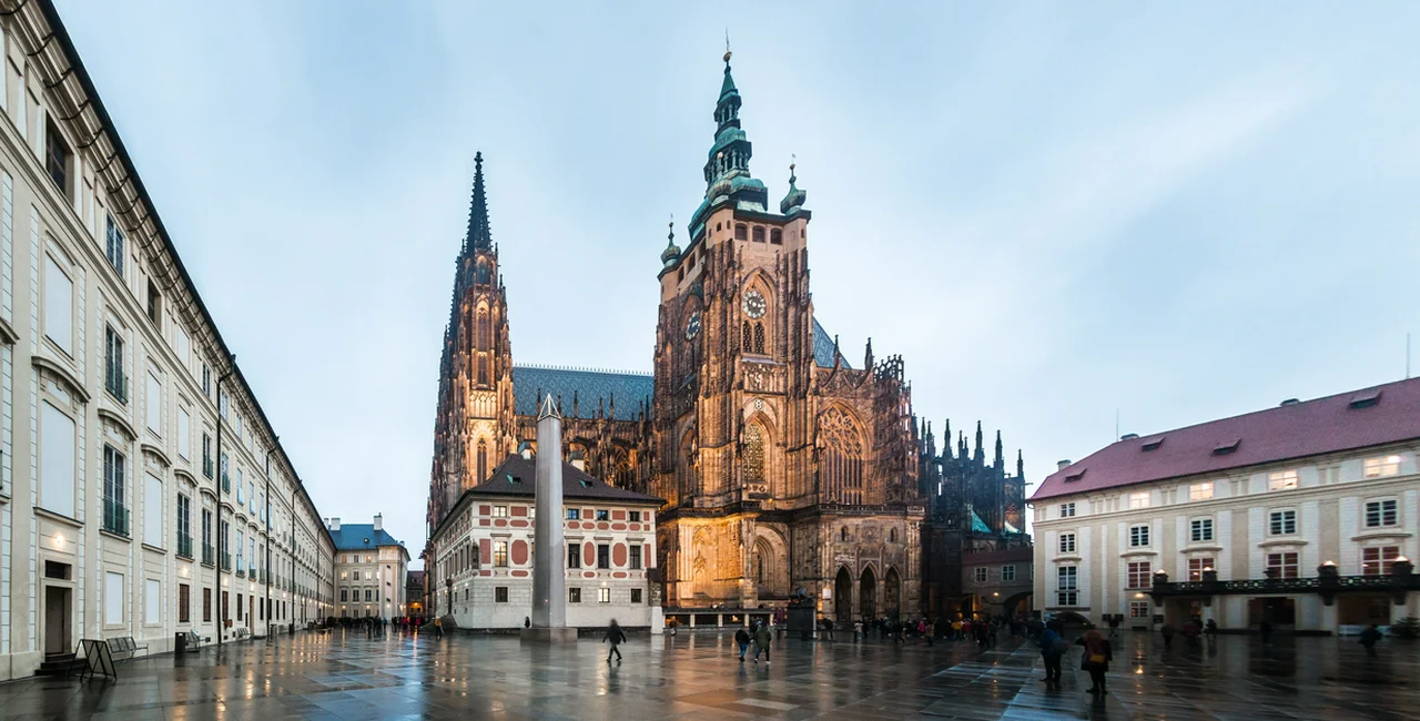 Prague Castle courtyard and St. Vitus Cathedral via iStock.com / Gfed