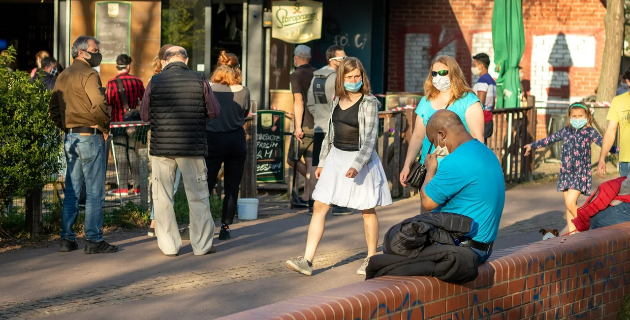 People wearing face masksat Prague's Letna park via iStock / Madeleine_Steinbach
