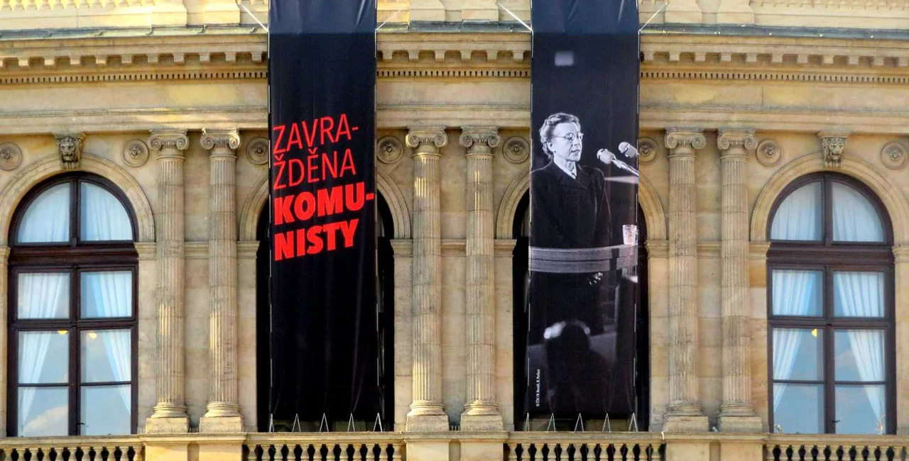 Banner for Milada Horáková at the Rudolfunim / via Raymond Johnston