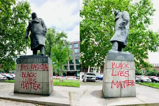 Activists claim responsibility for spray-painting "he was a racist" on Churchill statue