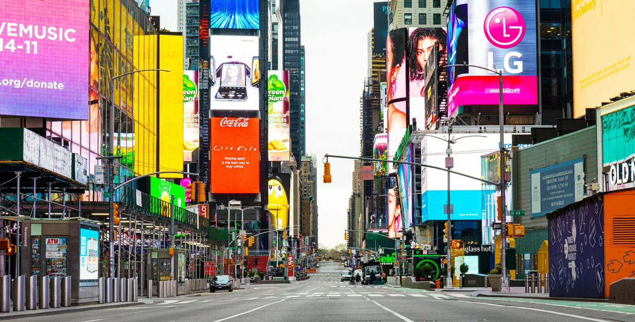Times Square in New York City during the coronavirus crisis via iStock / nycshooter. Three Czech residents have reportedly returned from the USA with COVID-19 this month.