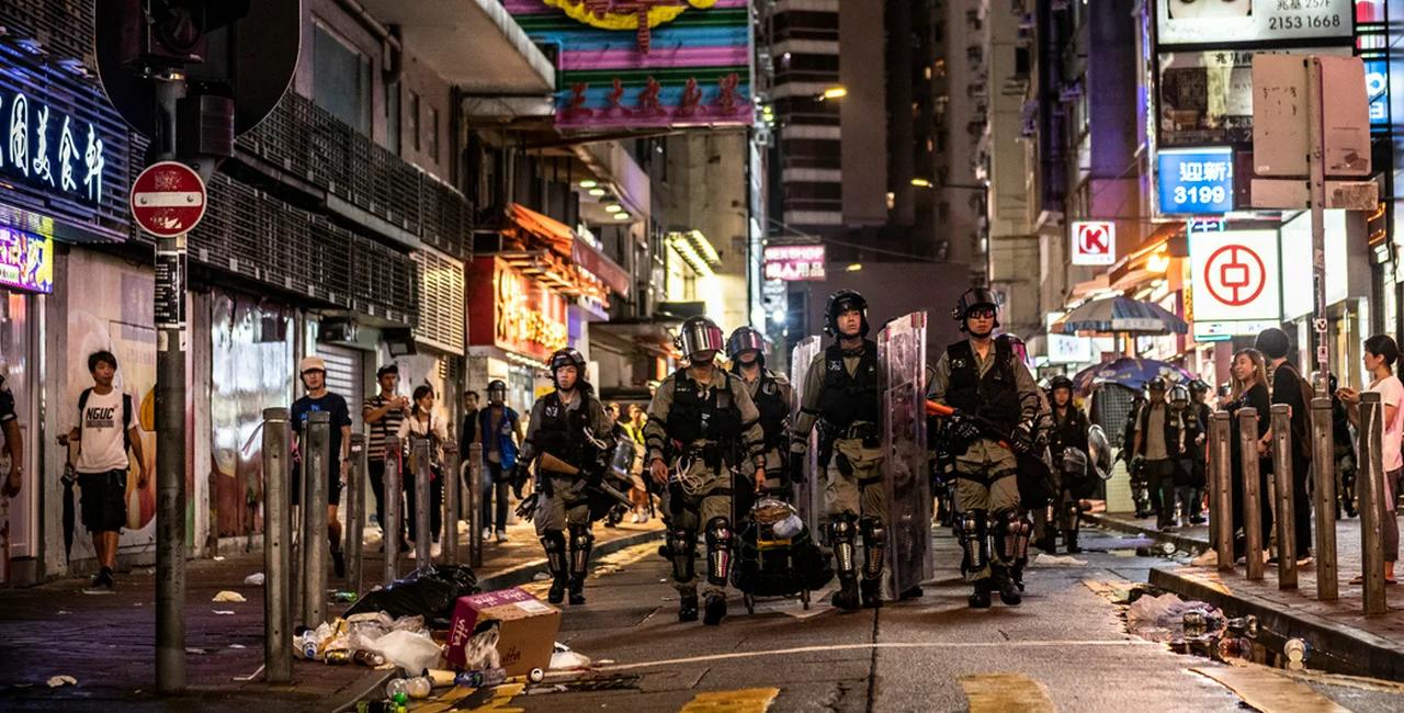 Riot police in Hong Kong's Causeway Bay, August 2019 via iStock / Joel Carillet