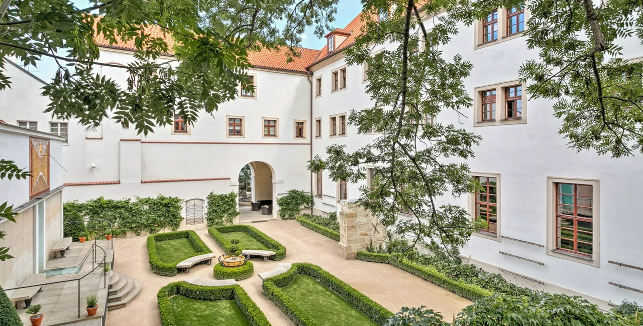 Sundial garden, photo via the Augustine, a Luxury Collection Hotel, Prague