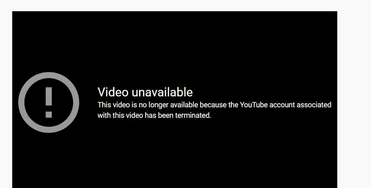 Links to Okamurua's old videos now lead to an error screen / via YouTube