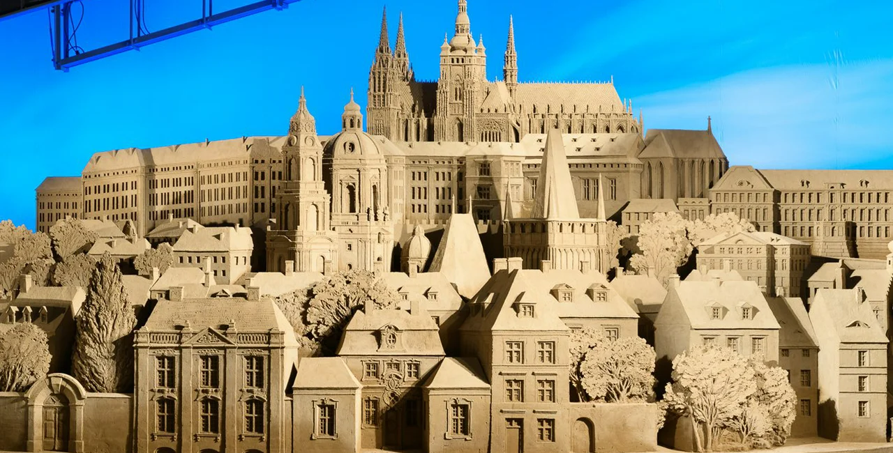 Prague Castle, and much of Malá Strana, recreated in sand via www.sand-museum.jp