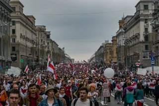 Protest rally against Lukashenko, 23 August 2020. Minsk, Belarus via Wikimedia / Homoatrox