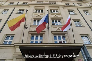 Prague town halls fly historical flag of Belarus in show of solidarity