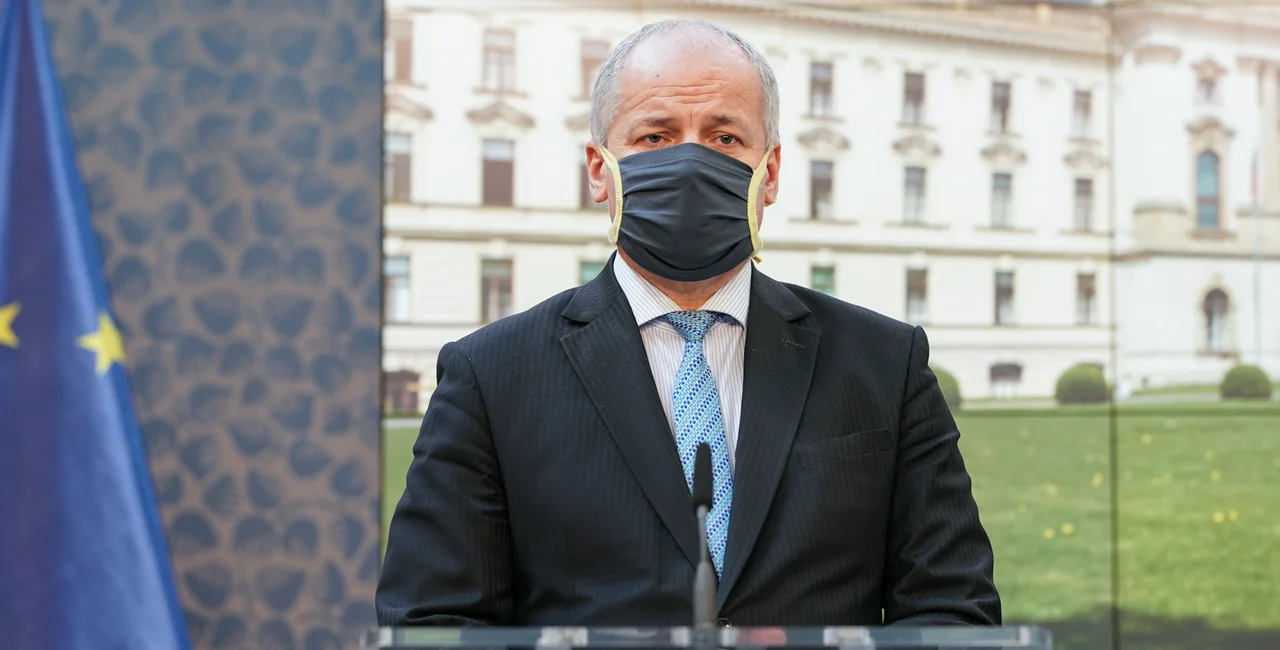 Czech Health Minister Roman Prymula, then Deputy Health Minister, at a press conference on April 9 via vlada.cz