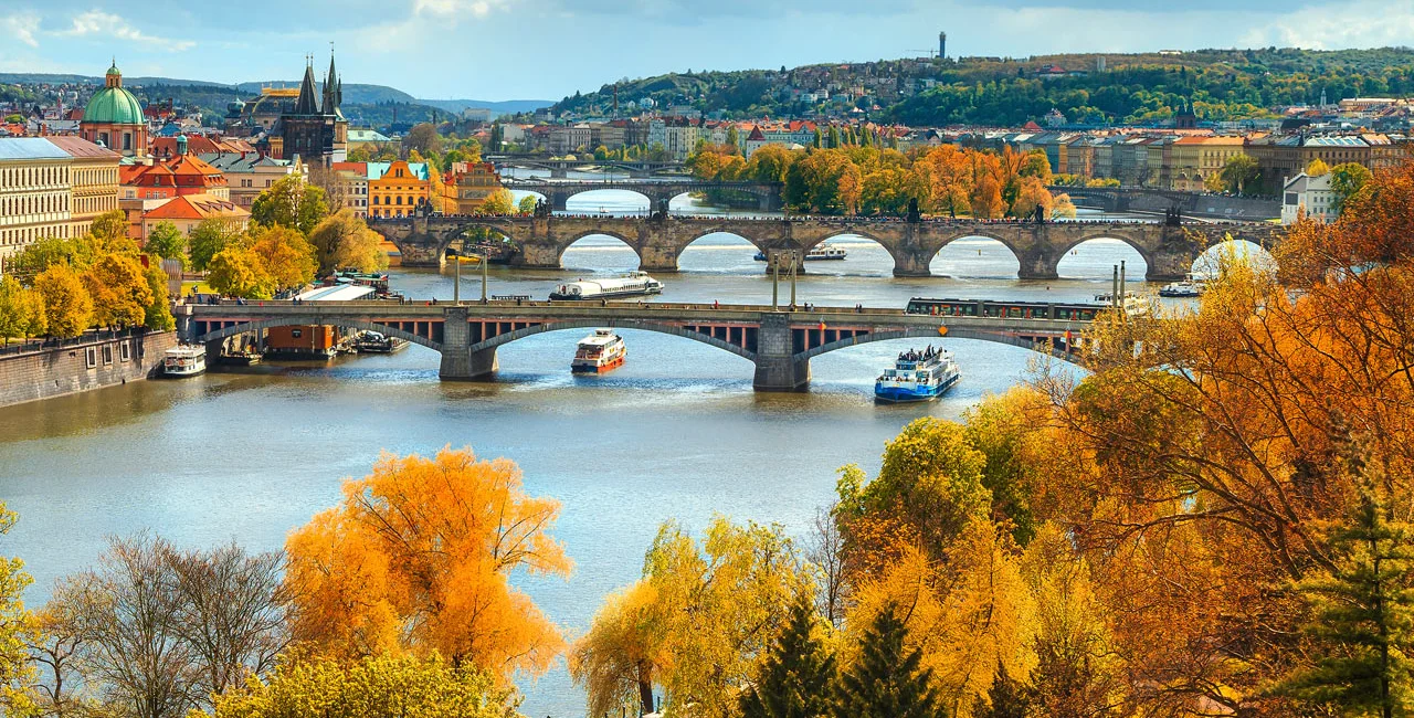 Wonderful autumn cityscape, Vltava river and old city center, Prague, Czech Republic, Europe via iStock / Janoka82