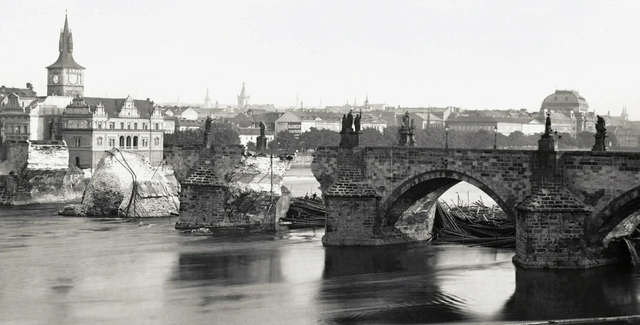 Prague's Charles Bridge after the floods of 1890 via ASCE Library
