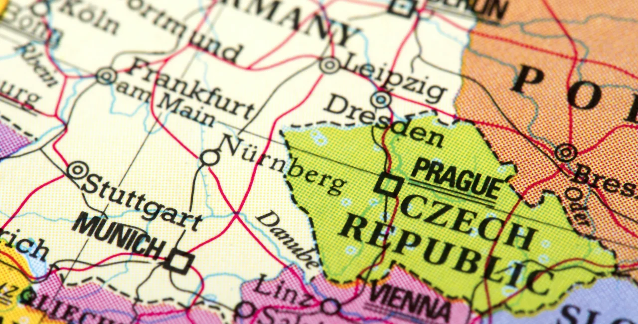 Map of central Europe with focus on Czech Republic, Germany via iStock / omersukrugoksu