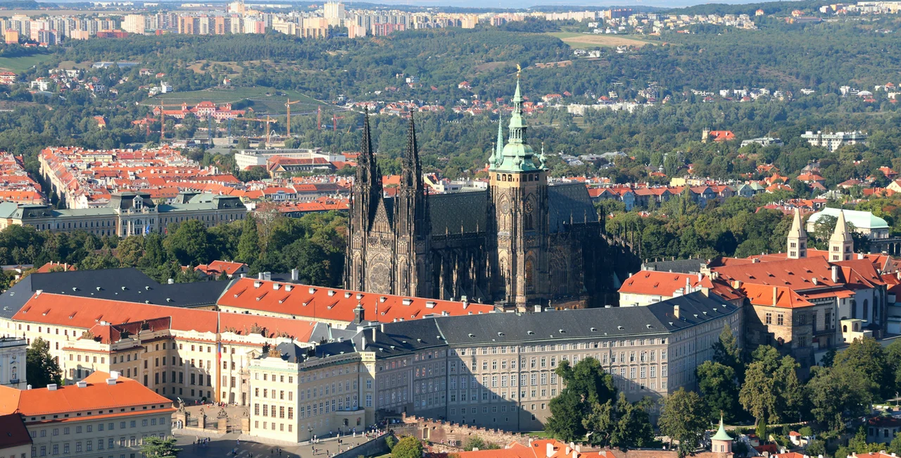 View of Prague Castle and St. Vitus Cathedral from above via iStock / ChiccoDodiFC