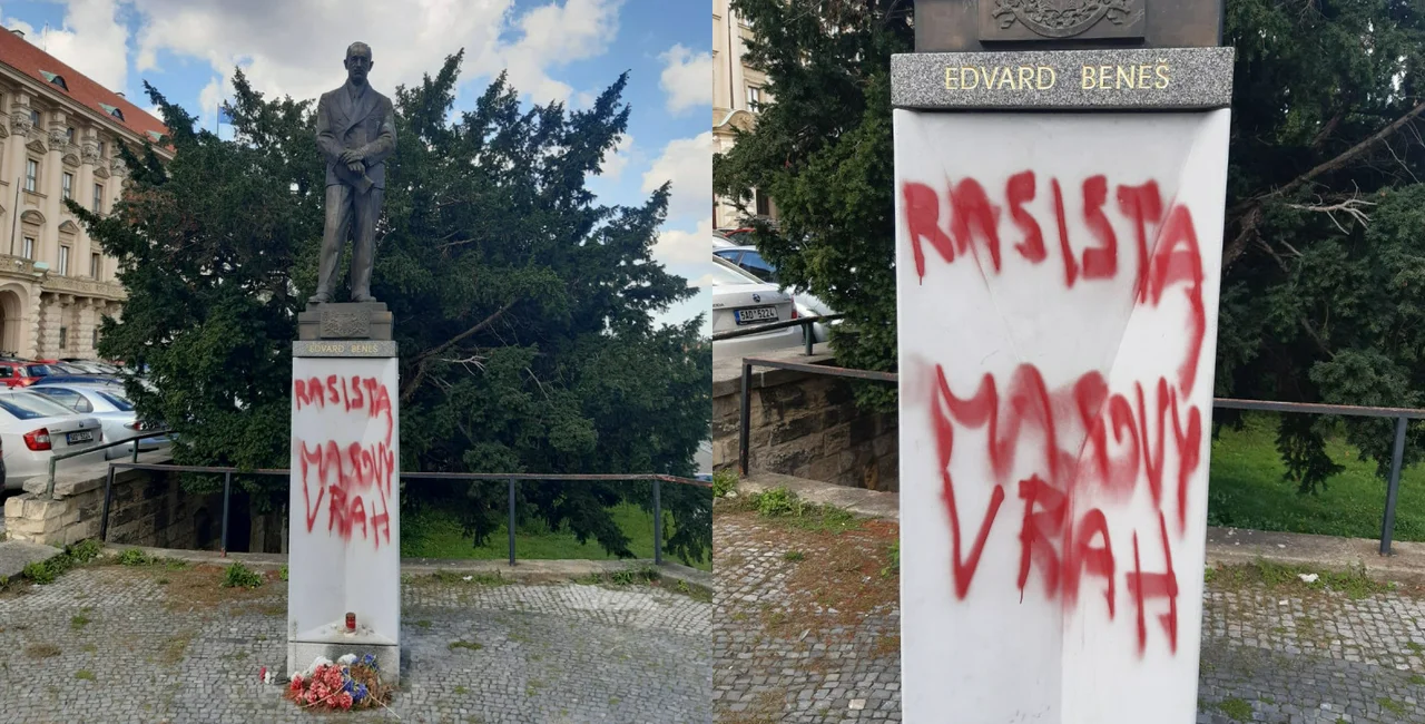 Statue of former Czechoslovak President Edvard Beneš vandalized: "racist, mass murderer"