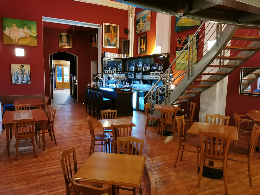 Empty cafe with bar