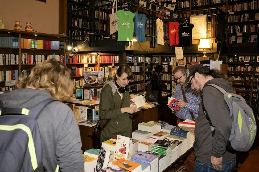Shopping the stacks at the Globe Bookstore and Cafe