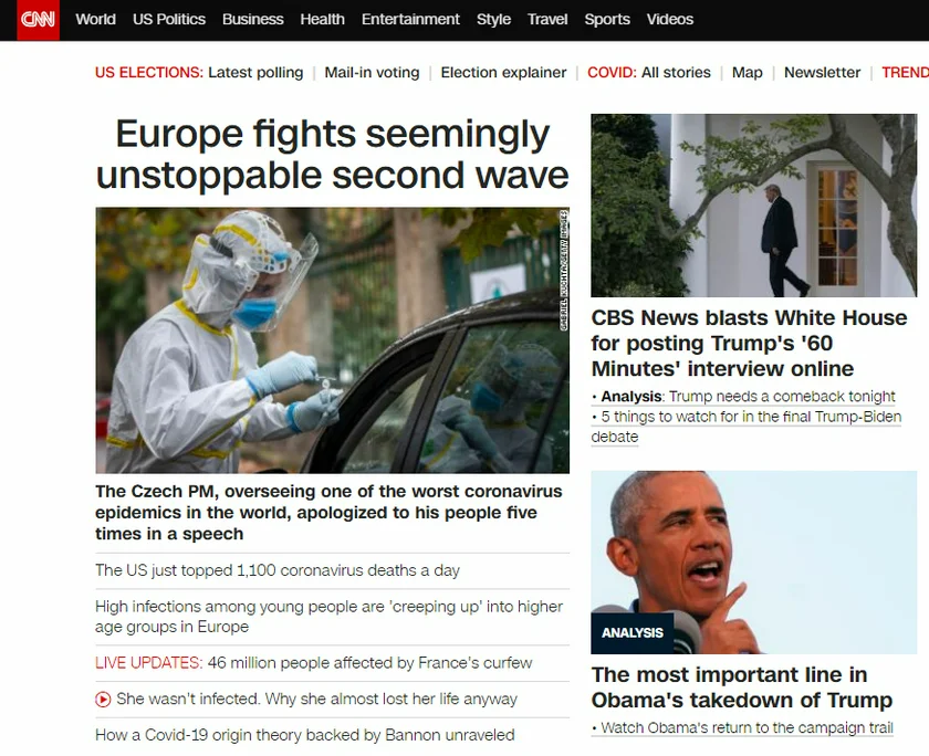Front page of cnn.com on Thursday, October 22