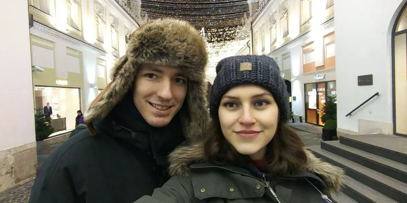 Nastya and Pierre in Moscow, Russia, prior to the pandemic. Photo courtesy of the couple.