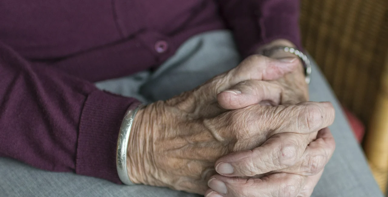 Elderly person in a care home
