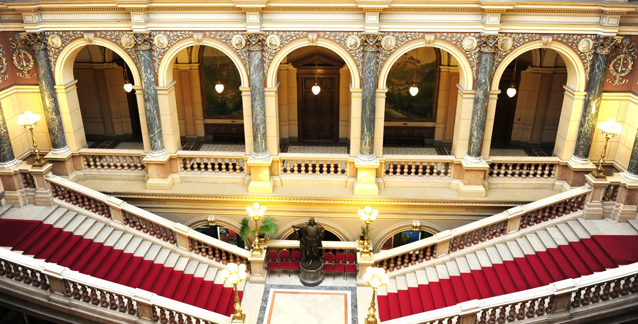 Interior of Prague's National Museum via iStock / majaiva