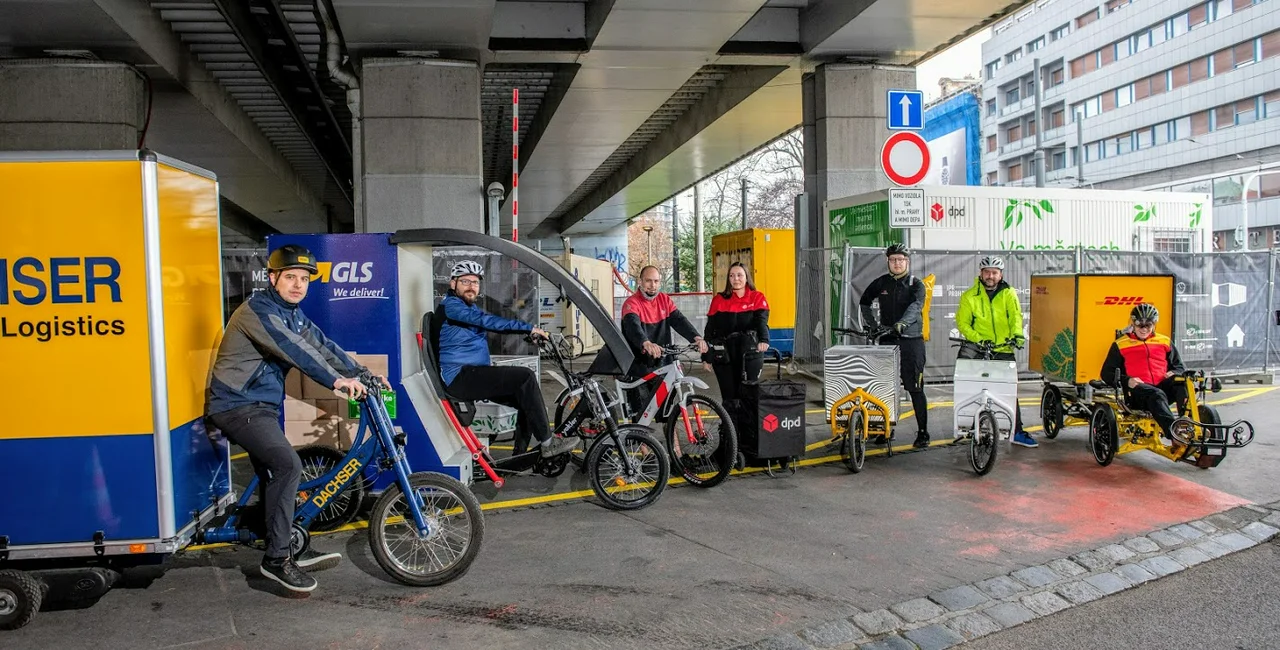 E-bikes in the new Florenc hub are ready to deliver parcels across the city. (photo: Depot.Bike)