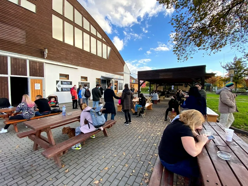 Jízdárna fast food restaurant in Prague 7 on October 24, 2020. Photo by Jason Pirodsky.