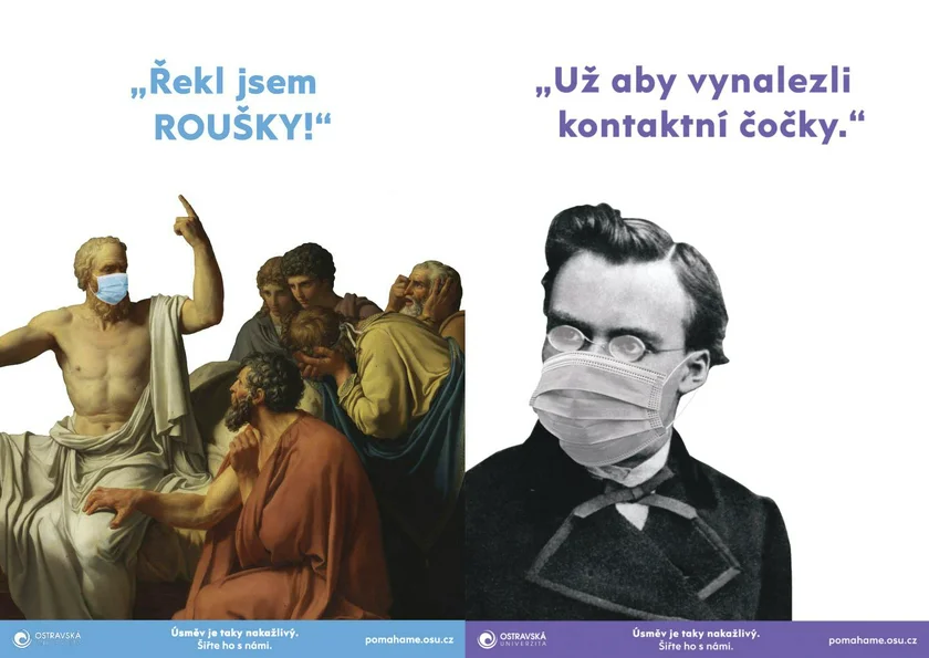 Two posters from the Helping with a Smile campaign. (source: Barbora Hlavicová, Ostrava University)